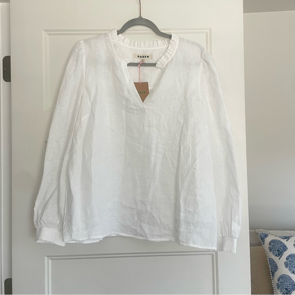 BODEN Grace Linen Top white - Picture 5 of 8